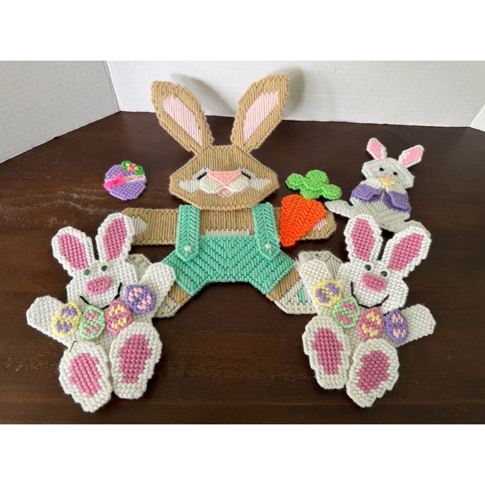 Vintage Easter Plastic Canvas Magnet Decoration Lot Grannycore